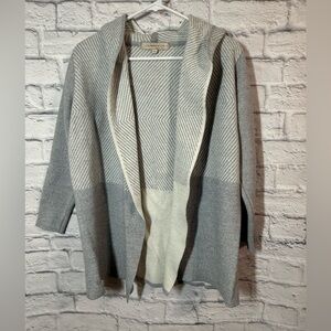 Lineamaglia Wool Blend Grey Cardigan with Hood, Medium